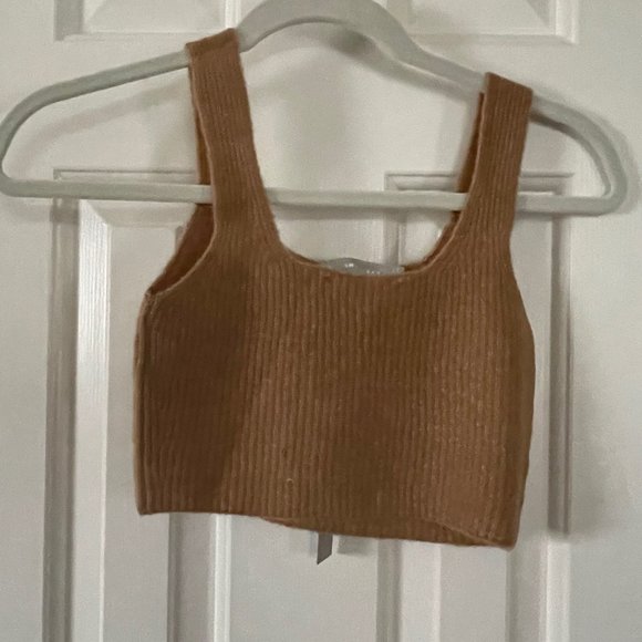 Everlane Tan Camel Square Neck Tank Crop Top Size XS New With Tags - Picture 6 of 7